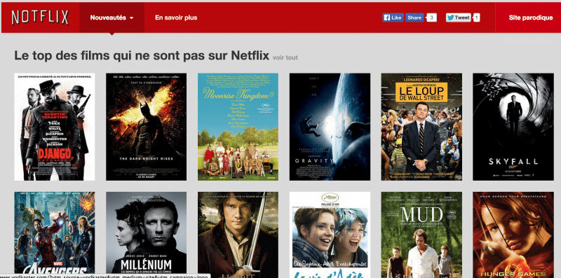 Notflix.fr shows films that are available only on Netflix’s competitor’s service