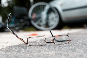 Bloody glasses on the ground