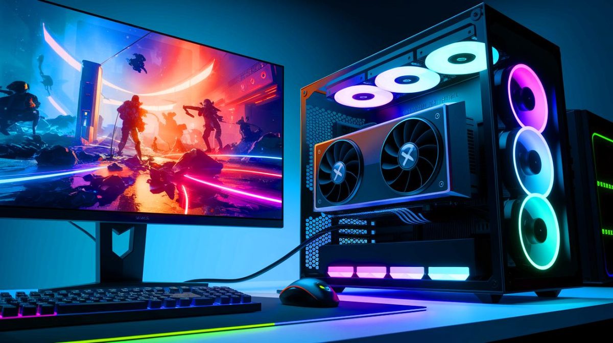 Illustration of NVIDIA's DLSS 4 technology enhancing gaming graphics (AI-generated, non-realistic illustration). Credit: Ideogram.