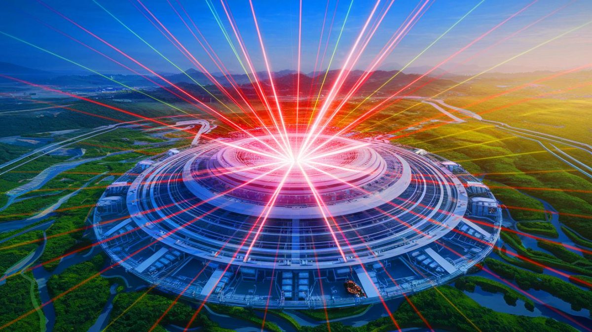 Illustration of China's massive laser fusion complex construction and its global implications (AI-generated, non-realistic illustration). Credit: Ideogram.