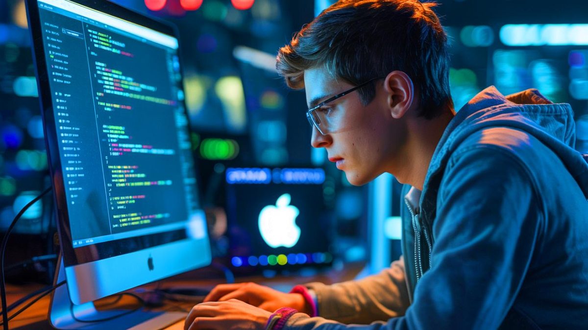 Illustration of a young hacker's journey from creating a revolutionary iPhone jailbreak to being hired and fired by Apple. Image generated by AI.