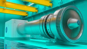 Illustration of GE Vernova's advanced gas turbines powering millions of homes. Image generated by AI.