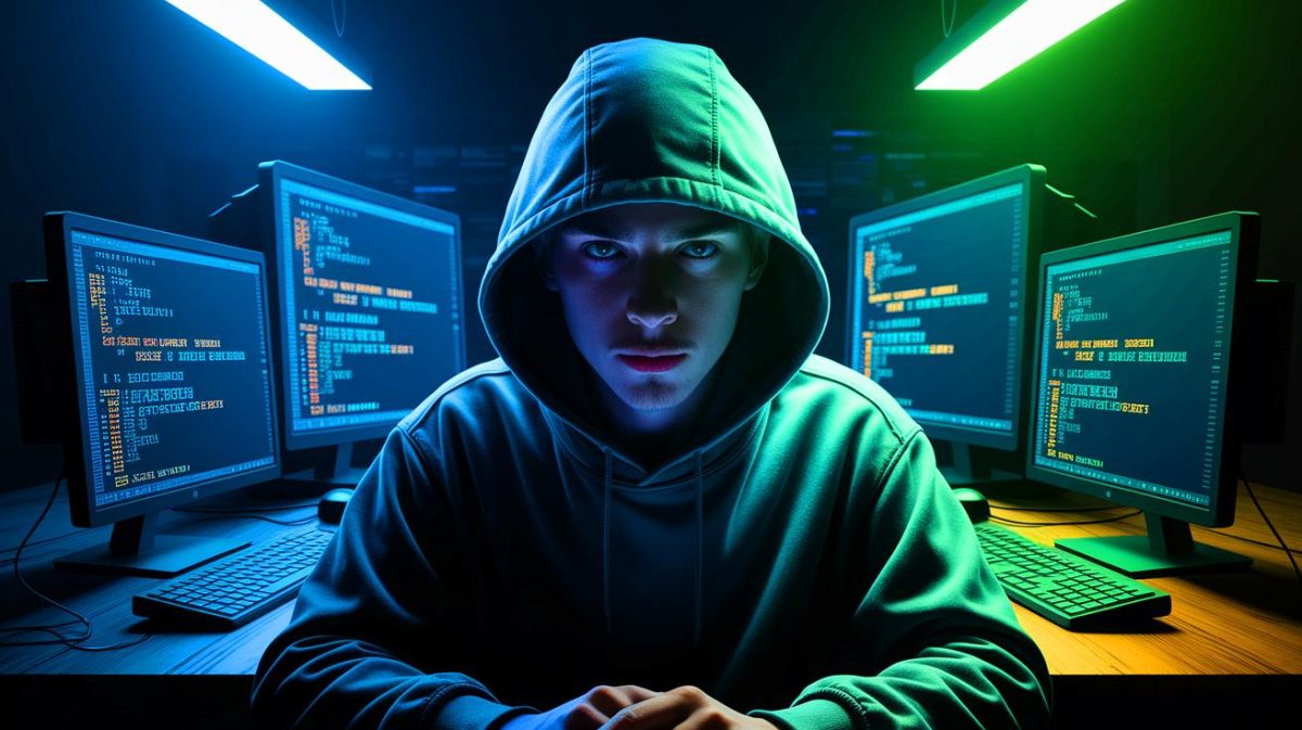 Illustration of the dismantling of a cyber fraud network orchestrated by two young individuals (AI-generated, non-realistic illustration). Credit: Ideogram.