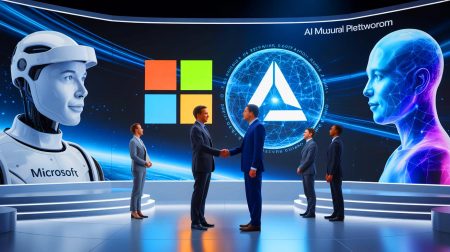 Illustration of Microsoft integrating Elon Musk's Grok AI models into its Azure cloud platform. Image generated by AI.