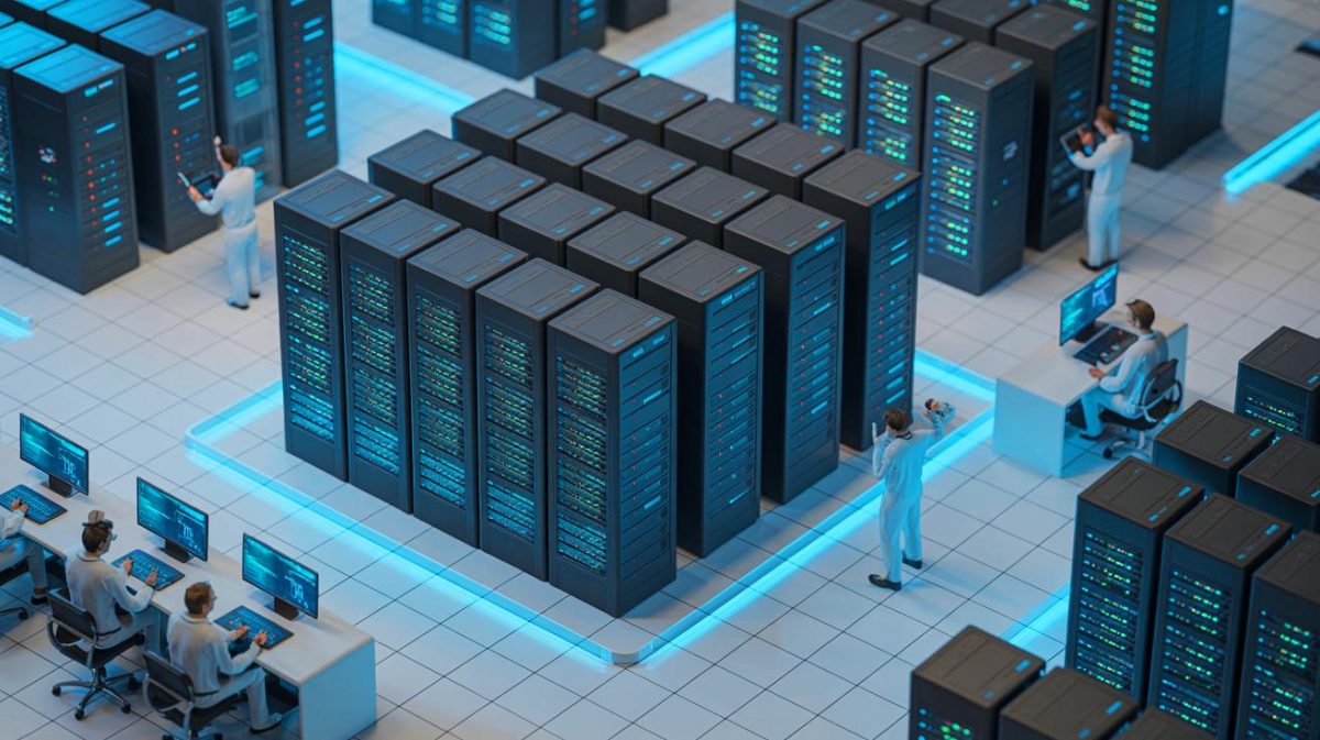Illustration of France's Jean Zay supercomputer and its impact on scientific research and artificial intelligence. Image generated by AI.
