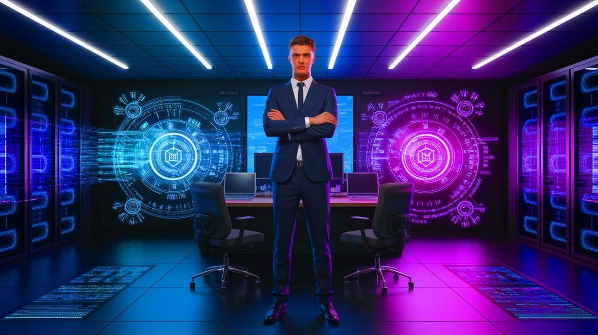 Illustration of Kerem Albayrak's transformation from hacker to fraud-fighting CEO (AI-generated, non-realistic illustration). Credit: Ideogram.