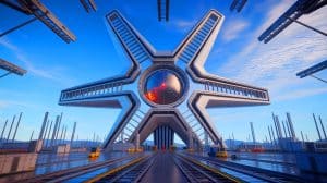 Illustration of the Chinese fusion complex with a star-shaped design and central experimentation chamber. Image generated by AI.