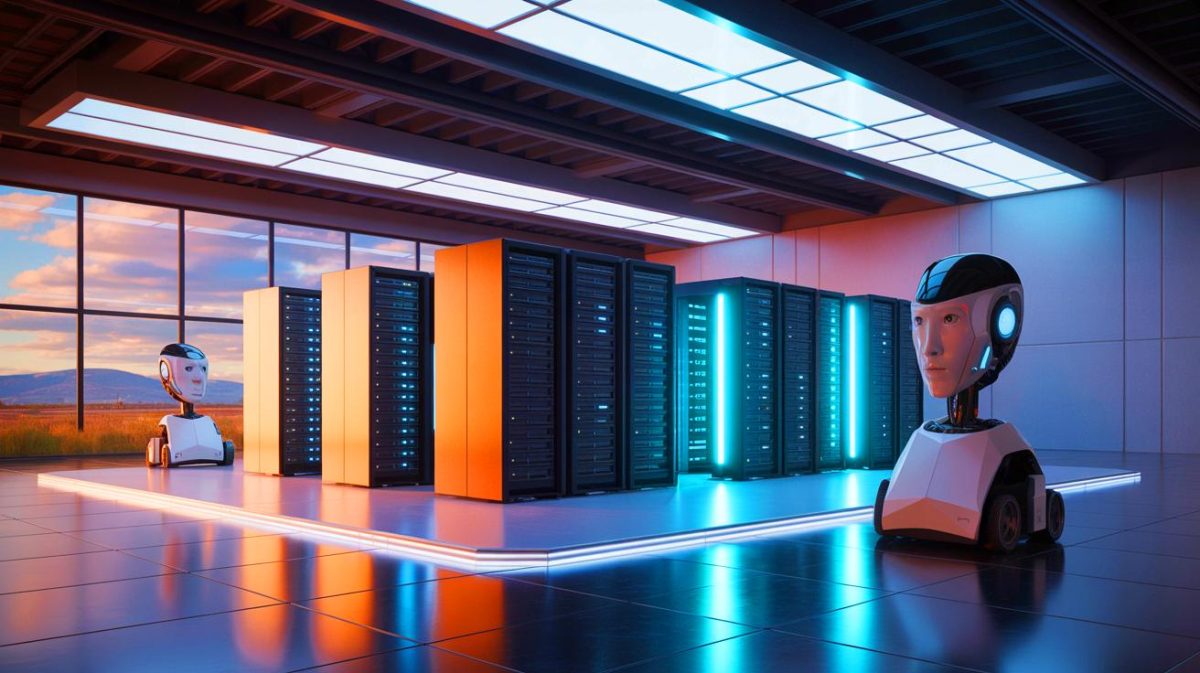Illustration of Tesla's Cortex 2.0 supercomputer cluster at Giga Texas enhancing AI capabilities. Image generated by AI.