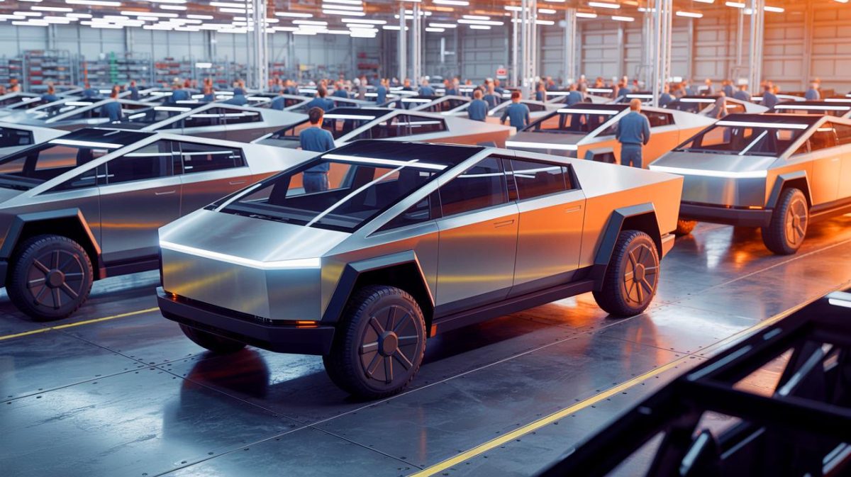 Illustration of the Tesla Cybertruck navigating production and sales challenges. Image generated by AI.