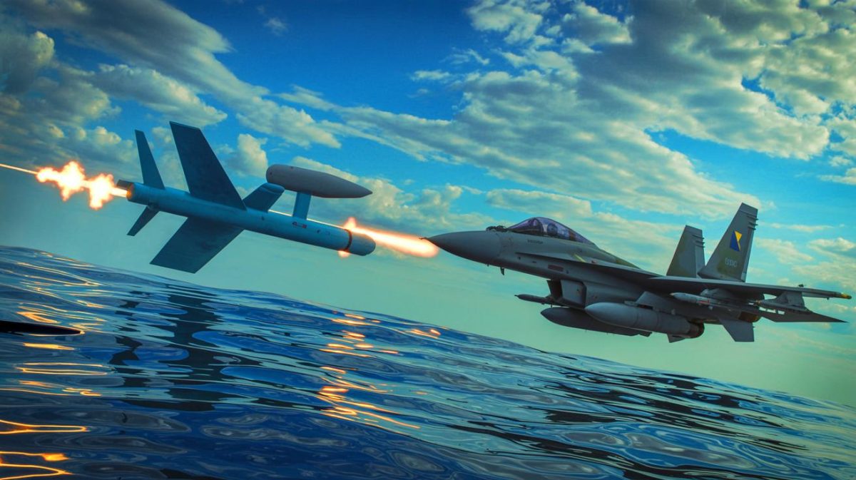 Illustration of a Ukrainian sea drone downing a Russian fighter jet over the waters near Novorossiysk (AI-generated, unrealistic). Credit: Ideogram.