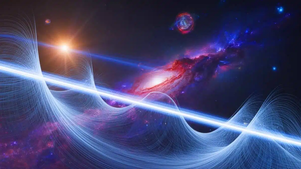 Illustration of the cosmic phenomenon of false vacuum decay and its potential impact on the universe (AI-generated, unrealistic). Credit: Ideogram.