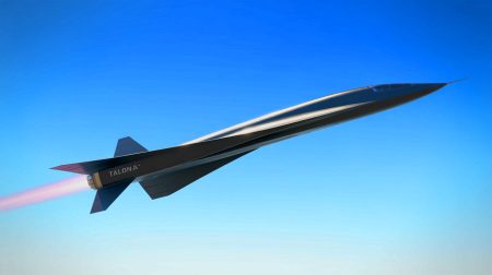 Illustration of the Talon-A hypersonic test vehicle achieving GPS-independent navigation. Image generated by AI.