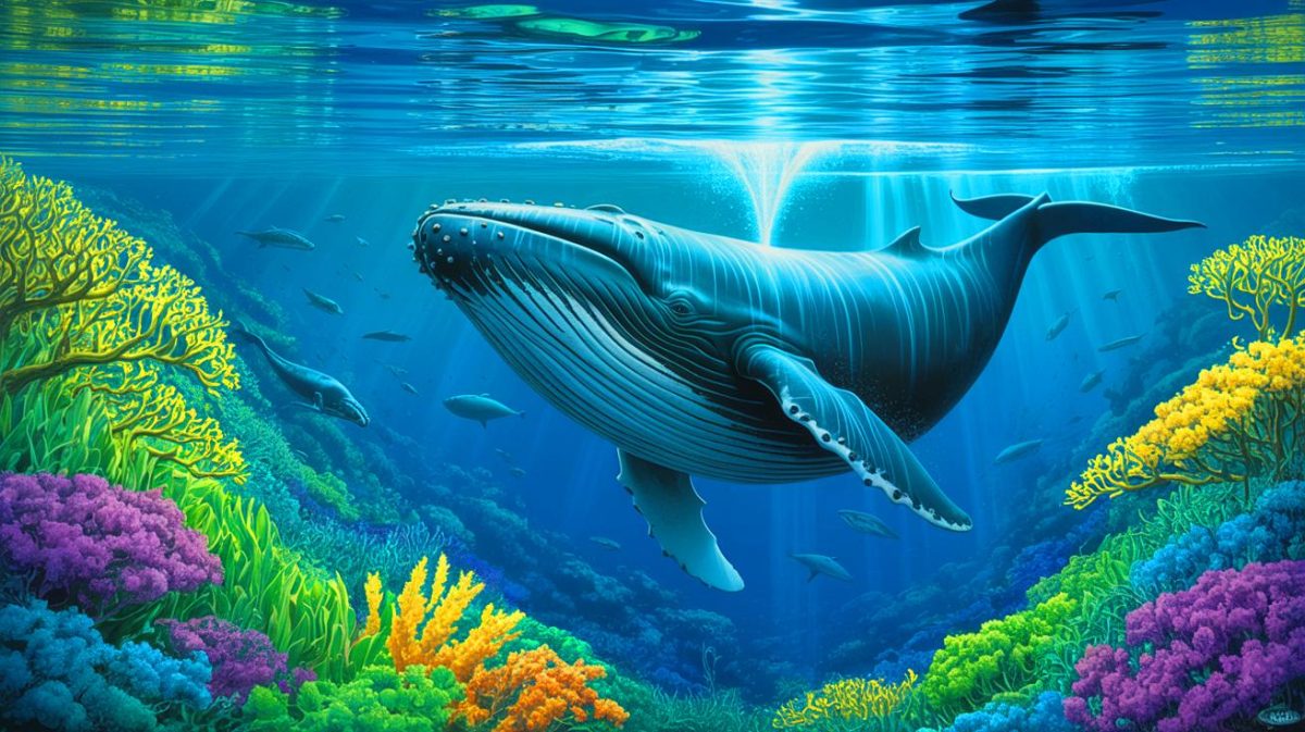 Illustration of the ecological role of whale urine in ocean nutrient distribution (AI-generated, unrealistic). Credit: Ideogram.