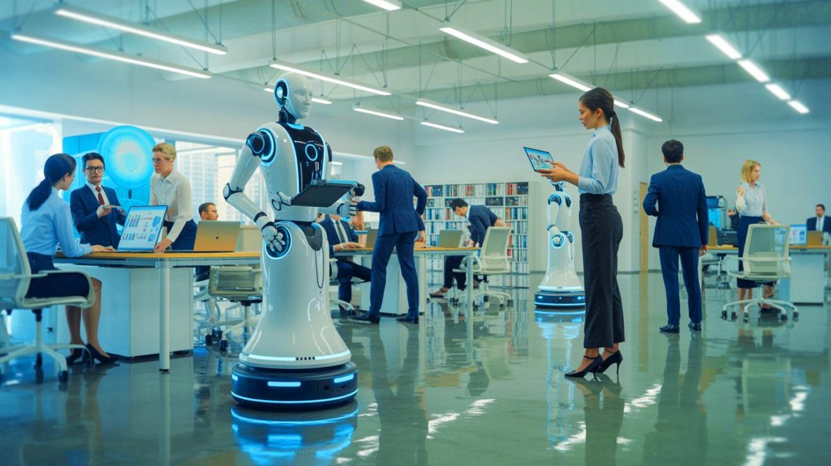 Illustration of artificial intelligence impacting gender equality in the workplace. Image generated by AI.