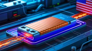 Illustration of a groundbreaking lithium metal battery technology by Pure Lithium, highlighting its independence from Chinese materials. Image generated by AI.