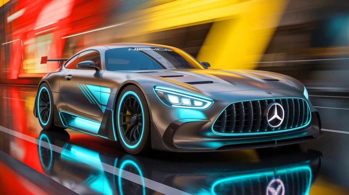 Illustration of the Mercedes-AMG Concept GT XX showcasing its innovative design and technology. Image generated by AI.