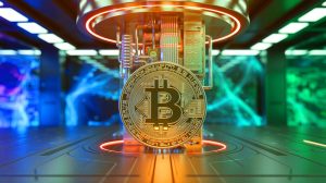 Illustration of the potential impact of quantum computing on Bitcoin's security. Image generated by AI.