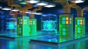 Illustration of the groundbreaking QNodeOS connecting different quantum computers. Image generated by AI.