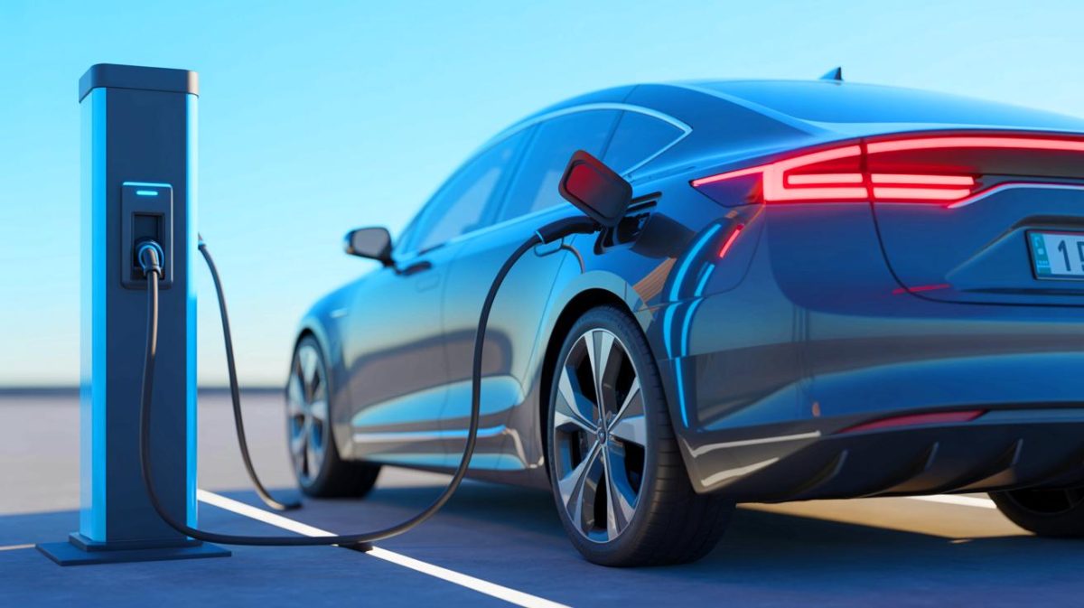 Illustration of a groundbreaking electric vehicle battery capable of charging to 80% in just 10 minutes. Image generated by AI.