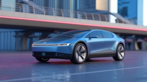 Illustration of an electric vehicle showcasing innovative design elements. Image generated by AI.
