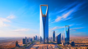 Illustration of the Rise Tower, the world's tallest skyscraper planned for Riyadh's North Pole district. Image generated by AI.