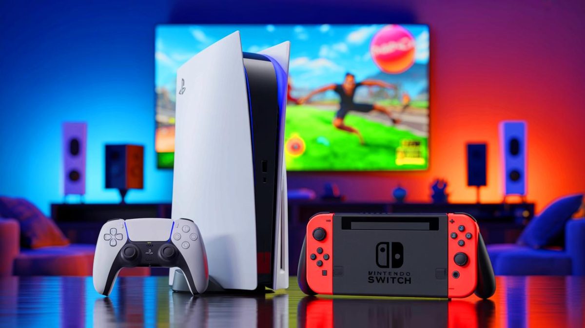 Illustration of Sony's strategic approach in the gaming industry and its position with the PlayStation 5. Image generated by AI.