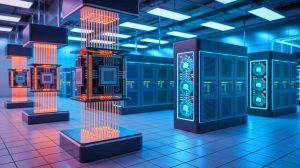 Illustration of Lethbridge's Quantum Super Hub utilizing AI, GPUs, and quantum computing technologies. Image generated by AI.