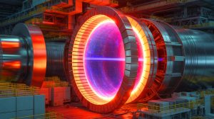 Illustration of the Wendelstein 7-X stellarator's record-breaking nuclear fusion performance. Image generated by AI.
