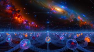 Illustration of an AI model classifying cosmic objects in space.