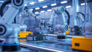 Illustration of Apera Forge revolutionizing industrial automation with AI-driven vision-guided robotics, an artificial illustration.