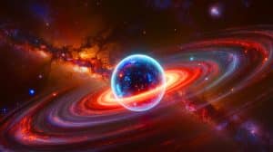 Illustration of a mysterious cosmic entity, the Blue Lurker, rapidly consuming stars, generated by artificial intelligence.