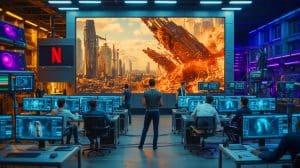 Illustration of Netflix's use of generative AI in producing scenes for its original series.