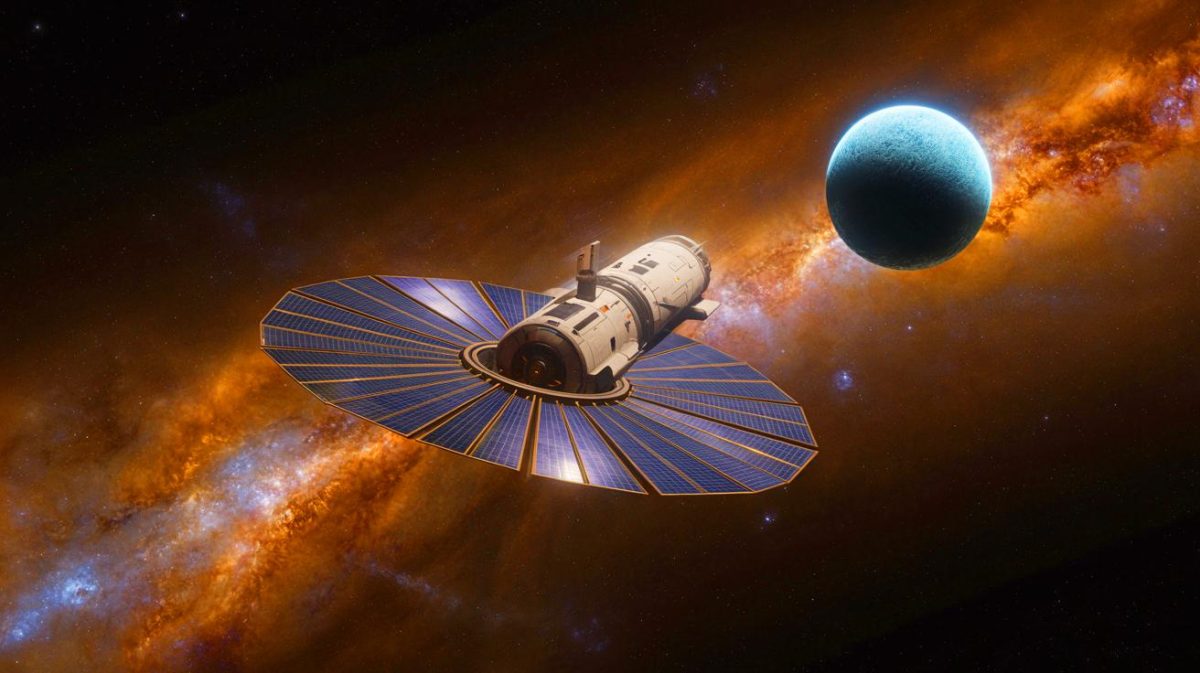 “We’re Finally Fast Enough”: Nuclear Propulsion and Solar Sails Could Blast a Spacecraft to Sedna in Just 7 Years Illustration of a spacecraft powered by nuclear propulsion and solar sails traveling towards Sedna. Image generated by AI.