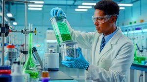 Illustration of a polymer blend innovation for advanced battery technology, generated by artificial intelligence.