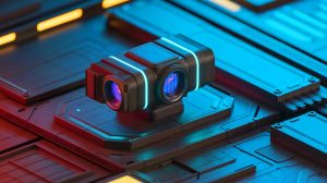 Illustration of advanced robotic vision sensor technology adapting to lighting conditions, generated by artificial intelligence.