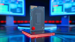 Illustration of the P250Q-M80 SSD with a self-destruct feature, ensuring ultimate data security, generated by artificial intelligence.