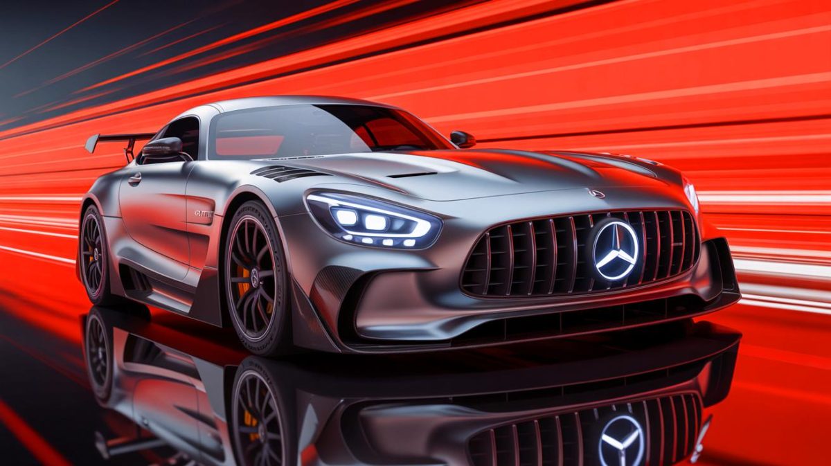 Illustration of the Mercedes AMG Concept GT XX showcasing its innovative design and technology. Image generated by AI.