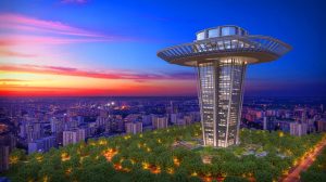 Illustration of Bengaluru's planned Skydeck tower, part of the Brand Bengaluru initiative, generated by artificial intelligence.