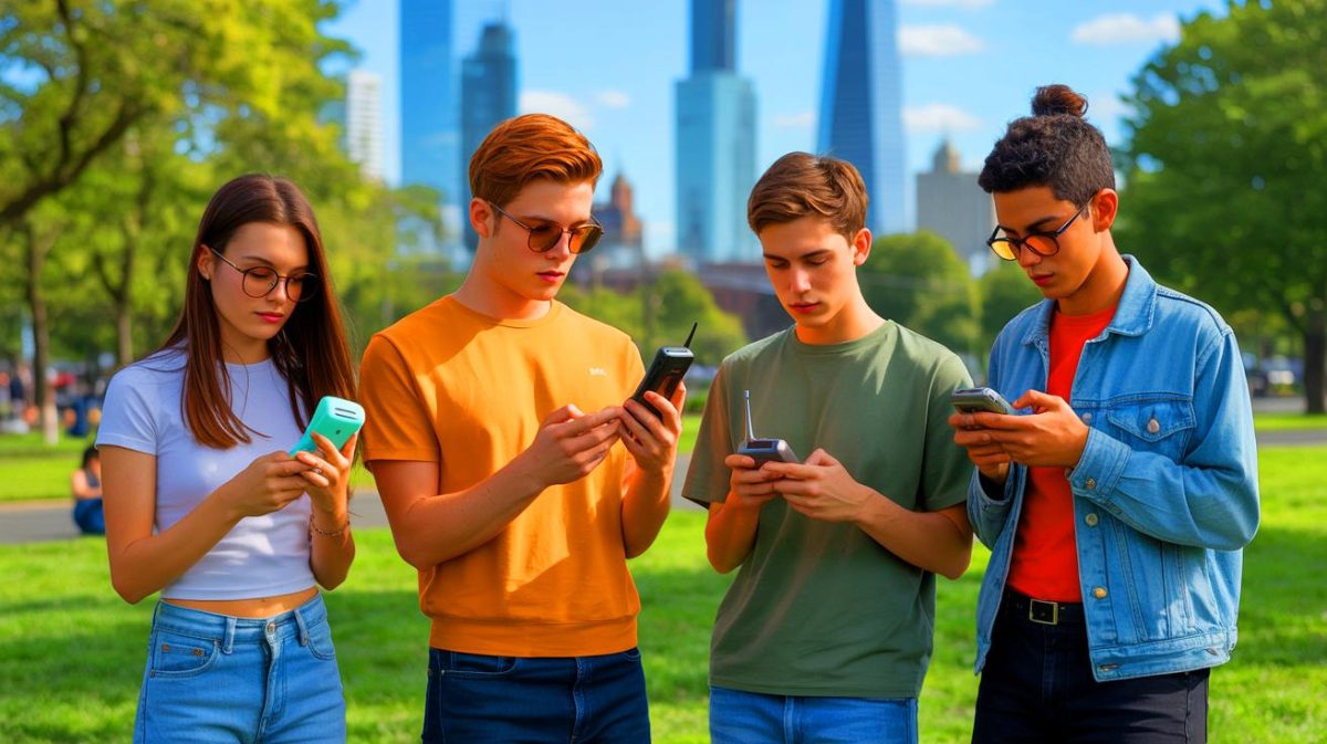 “Gen Z Dumps Smartphones for Flip Phones”: Retrotech Rebellion Targets Attention Economy, Privacy Fears, and Endless Notification Fatigue Illustration of Gen Z embracing dumbphones to reclaim focus and privacy.