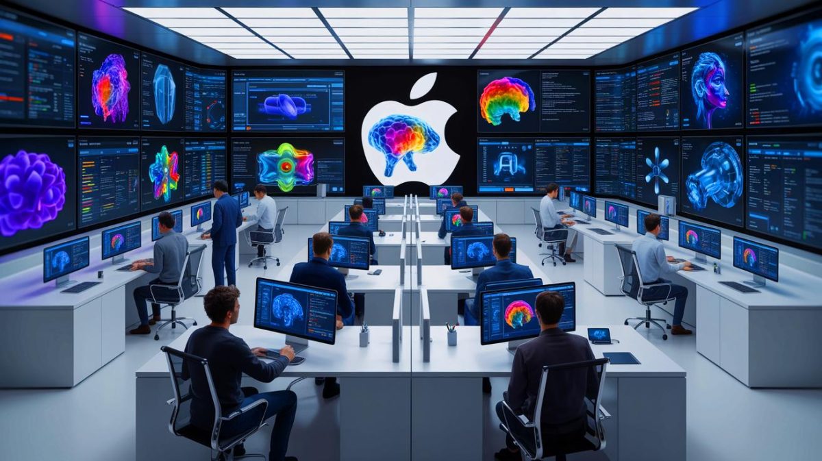 “Apple Is Secretly Building ChatGPT-Like Tool”: Tech Giants Brace For Ultimate Search War With Google Illustration of Apple's development of a proprietary AI-driven answer engine.