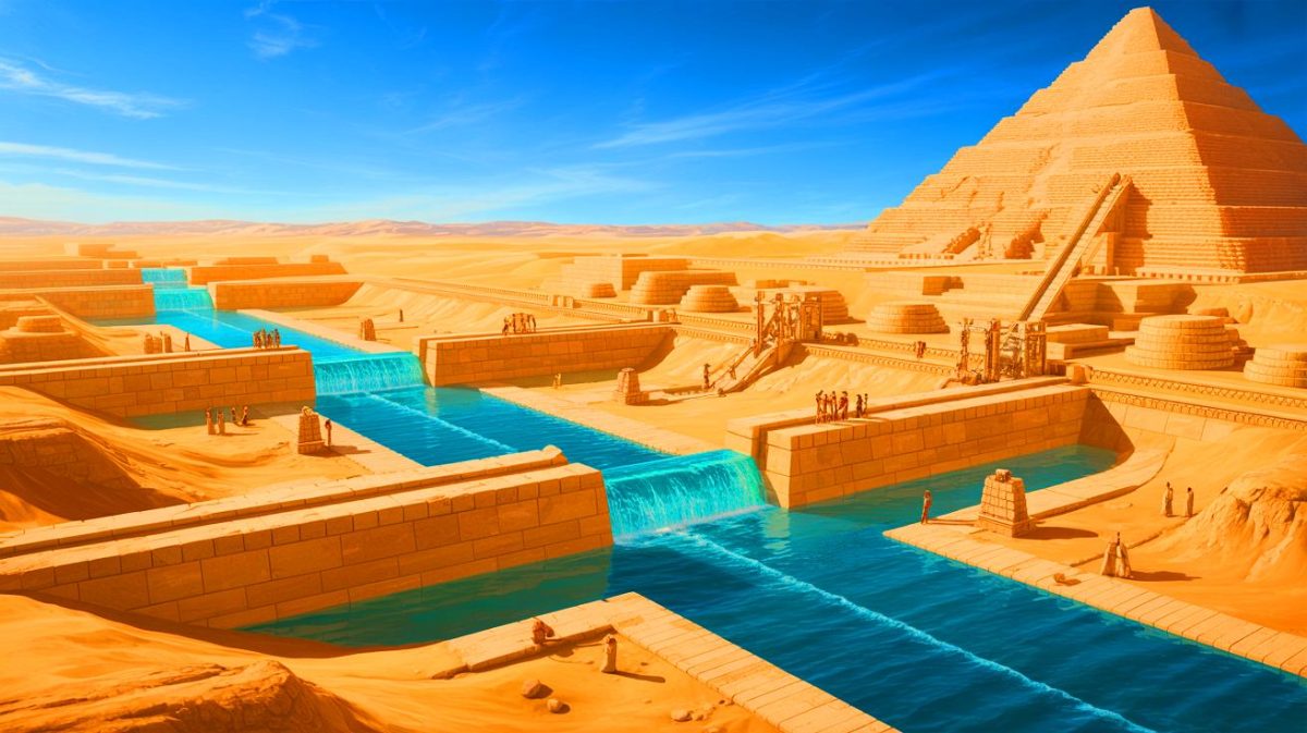 “Ancient Egypt’s Water Dam Just Changed Pyramid History”: Scientists Uncover Terrifyingly Advanced Hydraulic System That Could Lift Stone Blocks Like An Elevator Illustration of the ancient Egyptian water management system around the Pyramid of Djoser.