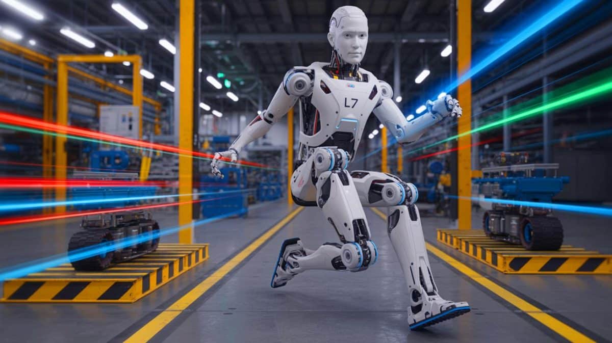 China’s New Humanoid Robot Hits 9 MPH: “Next Time It Will Chase You” and Sparks Outrage Over the Rise of Autonomous Speed Machines Illustration of the L7 humanoid robot showcasing its speed and dexterity.