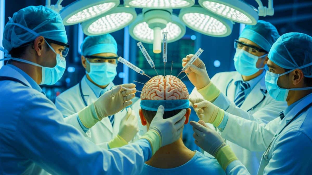 Elon Musk’s Neuralink Launches “Mind Control” Chip Trials in UK: Paralyzed Patients Become Human Guinea Pigs in This Shocking Experiment Illustration of Neuralink's brain chip being implanted in a patient's skull to enable control of digital devices through thought.