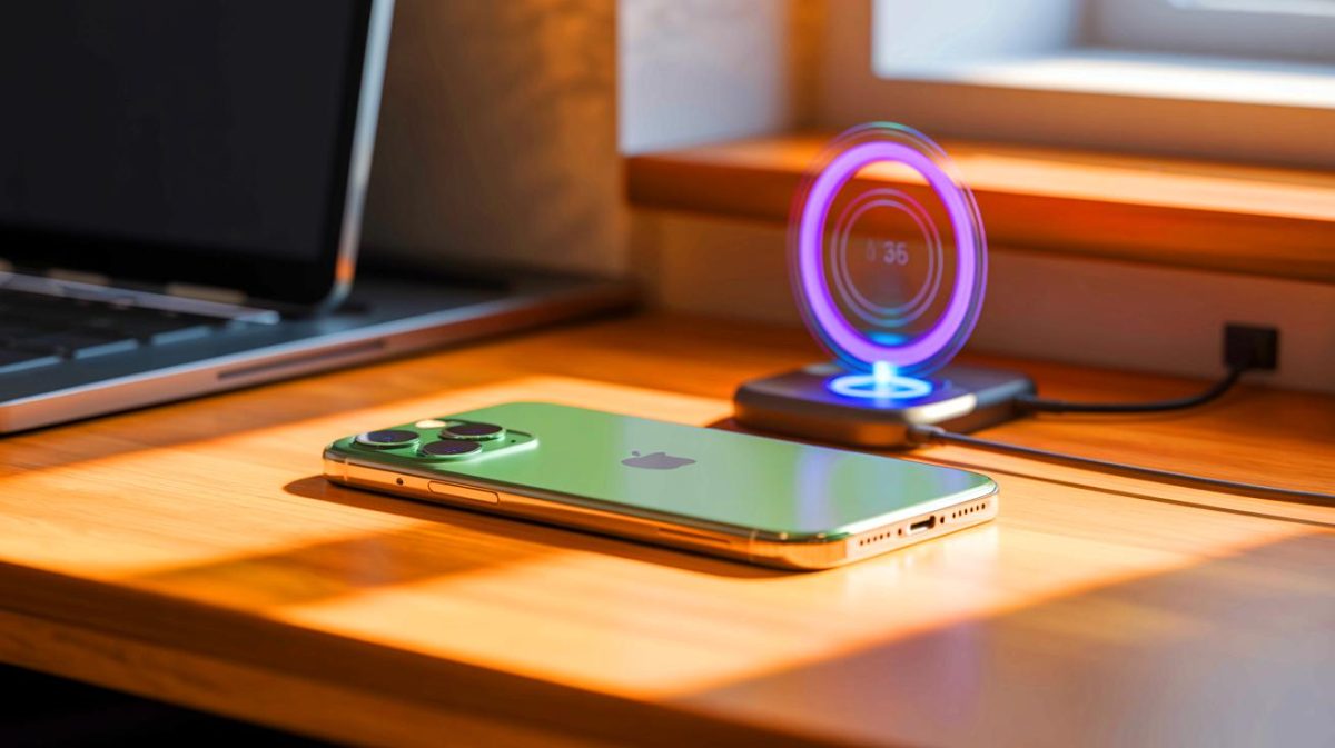 “Air Itself Powers My Phone”: Apple Unveils iPhone 17 Air With No Ports, Triggering Fierce Global Debate Over the Cable-Free Future Illustration of the iPhone 17 Air showcasing its sleek, portless design and wireless charging capability.