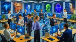 Illustration of the impact of artificial intelligence on various professions through task-specific automation analysis.