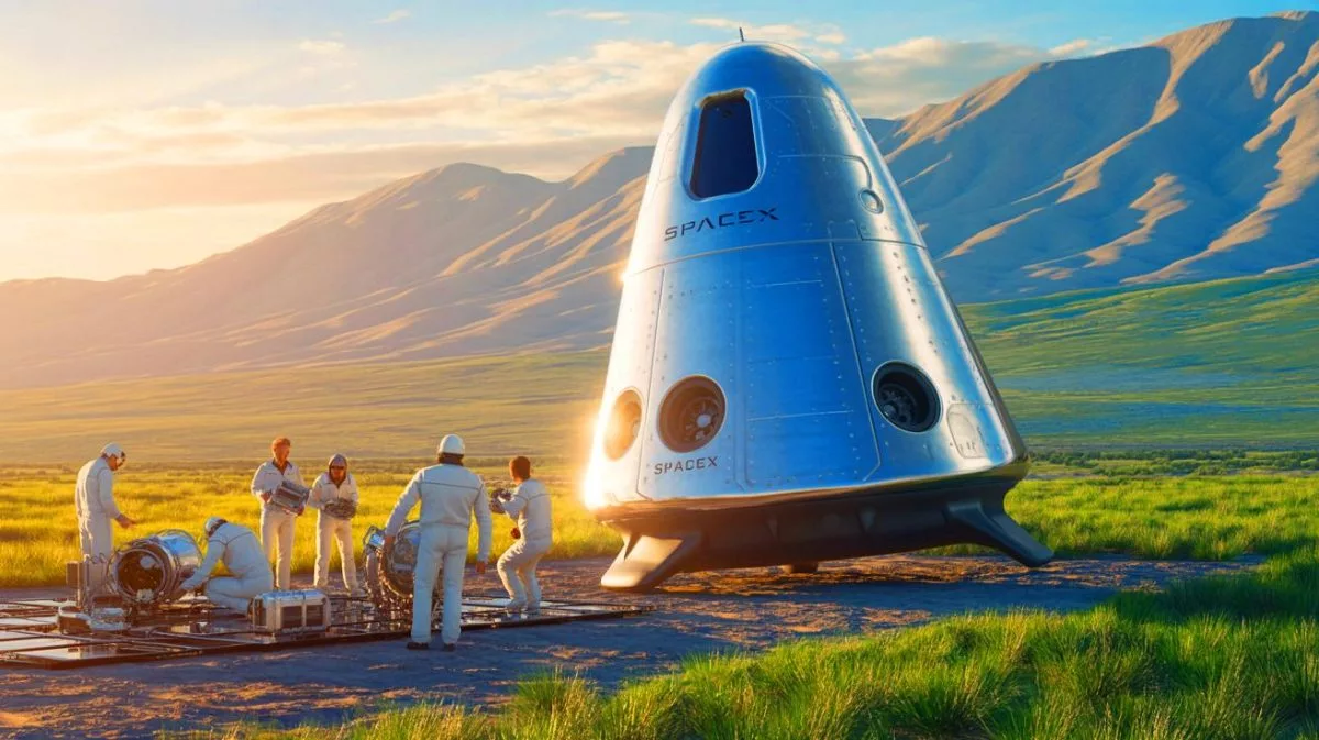 “They Brought Something Back from Space” Dragon Capsule’s 6,700-Pound Cargo Contains Technology That Changes Everything About Earth’s Future Illustration of SpaceX's Dragon capsule returning to Earth with advanced technology and scientific experiments from the ISS.