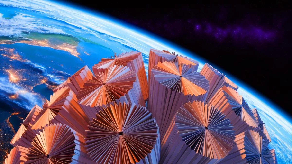 NASA Faces Backlash: “This Threatens Global Peace” Over Origami-Inspired Spacecraft Design Revolution Illustration of origami-inspired bloom patterns designed for space equipment deployment.