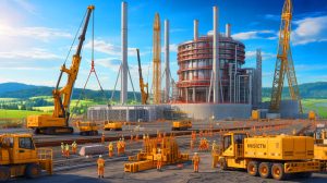 Illustration of the construction site for Helion Energy's nuclear fusion plant in Washington.