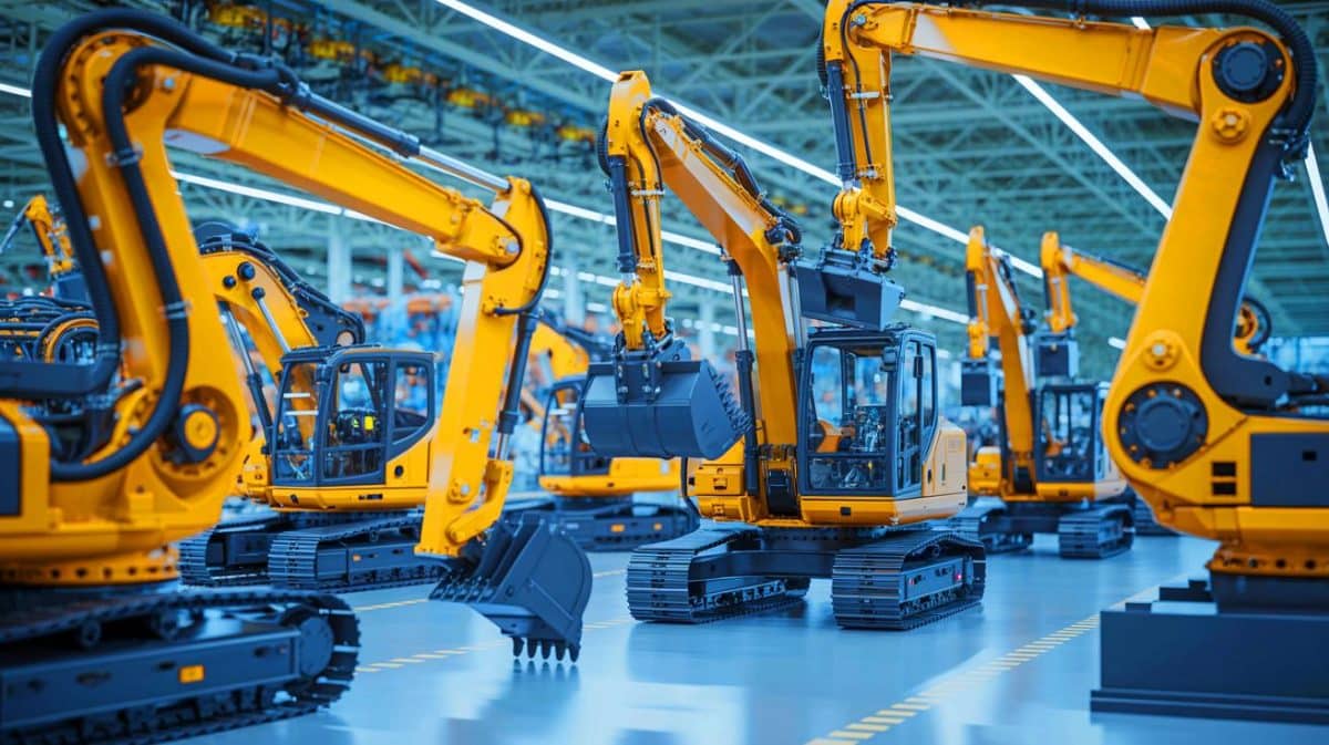 China’s 200 Robots Stun Industry as “Steel Giants Build Steel Beasts” in Fully Automated Excavator Plant Illustration of advanced robots automating the excavator production process.