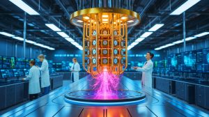 Illustration of Denmark's QuNorth project and the development of the Magne quantum computer.
